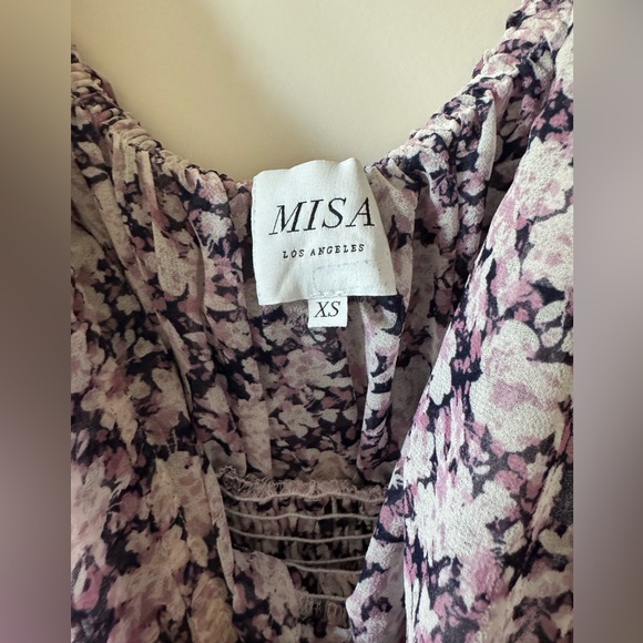 Misa Los Angeles off the shoulder ruffle dress in multi purple colors - Picture 3 of 4